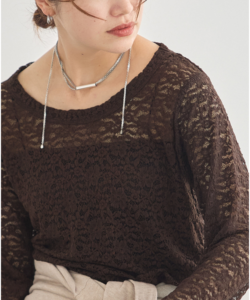 JOURNAL STANDARD(ジャーナルスタンダード)の「《追加2》ストレッチレース2WAYプルオーバー(Tシャツ/カットソー・レディース・アイボリー/ブラウン・FREE)」の17枚目の写真