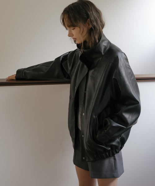 TILL I DIE（ティルアイダイ）の「Leather quilting high neck blouson [TIFA06LE01]_Black（ライダースジャケット・レディース・ブラック・FREE）」の2枚目の写真