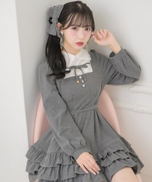 ティアードフリルカット長袖ワンピース