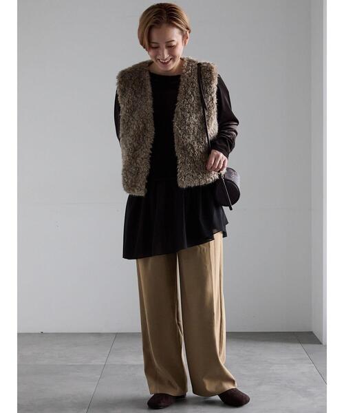 Te chichi(テチチ)の「イージーワイドパンツ(その他パンツ・レディース・チャコールグレー/ベージュ/ブラック・F)」の8枚目の写真