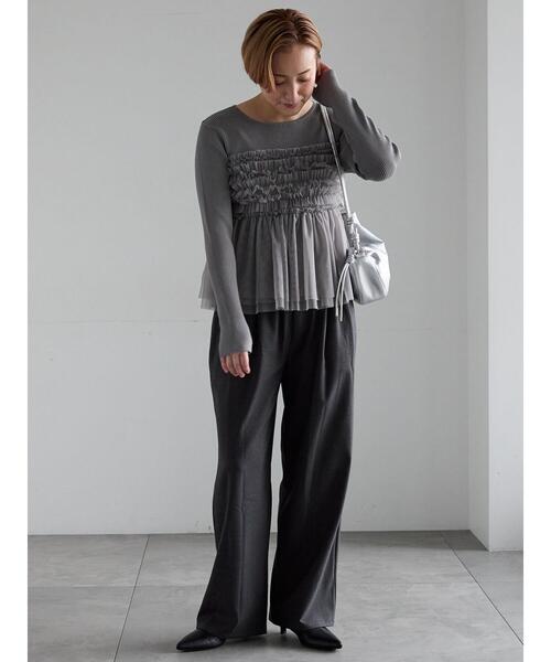 Te chichi(テチチ)の「イージーワイドパンツ(その他パンツ・レディース・チャコールグレー/ベージュ/ブラック・F)」の14枚目の写真