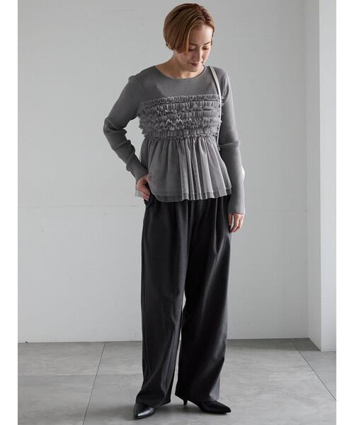 Te chichi(テチチ)の「イージーワイドパンツ(その他パンツ・レディース・チャコールグレー/ベージュ/ブラック・F)」の15枚目の写真