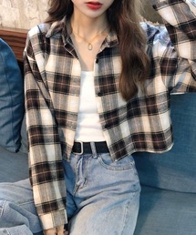 チェックシャツ ショート丈