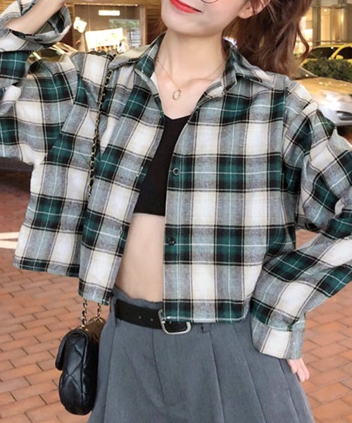 Riff(リフ)の「チェックシャツ ショート丈(シャツ/ブラウス・レディース・グリーン/ブラウン・FREE)」の18枚目の写真