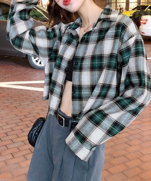 Riff(リフ)の「チェックシャツ ショート丈(シャツ/ブラウス・レディース・グリーン/ブラウン・FREE)」の21枚目の写真