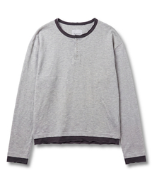 MUDSALT（マッドソルト）の「カットオフレイヤードヘンリーネック 長袖 メランジグレー（Tシャツ/カットソー）」