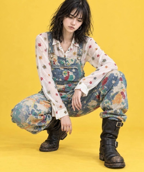 KAMINARI_TOKIO(カミナリトキオ)の「アートペイントワイドデニムオーバーオール(サロペット/オーバーオール・レディース・ブルー系・FREE)」の1枚目の写真