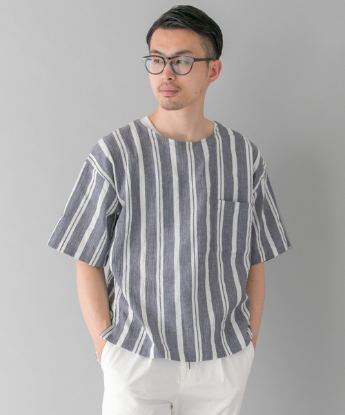 URBAN RESEARCH（アーバンリサーチ）の「UR スペック楊柳シャツTee（シャツ/ブラウス・メンズ・ブルー系その他/ホワイト系その他/ブルー・MEDIUM/LARGE）」の3枚目の写真