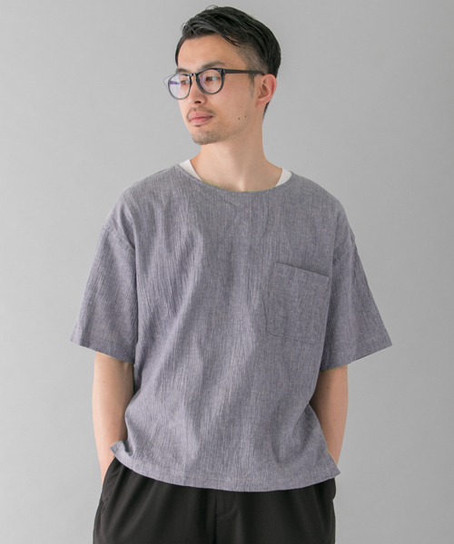 URBAN RESEARCH（アーバンリサーチ）の「UR スペック楊柳シャツTee（シャツ/ブラウス・メンズ・ブルー系その他/ホワイト系その他/ブルー・MEDIUM/LARGE）」の2枚目の写真