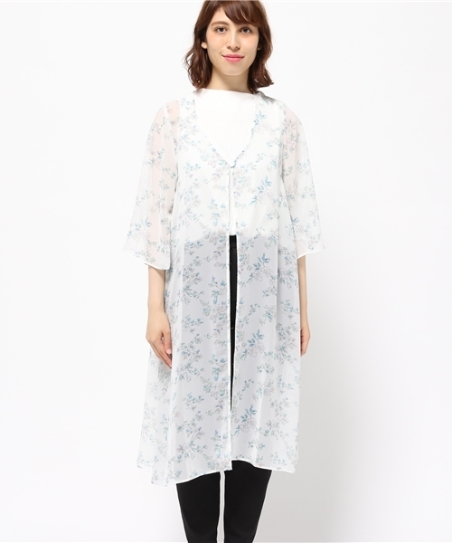 Shelly island（シェリーアイランド）の「【Shellyisland】花柄シフォンボヘミアンカーディガン（カーディガン/ボレロ・レディース・ホワイト/ブラック/ネイビー・FREE）」の4枚目の写真