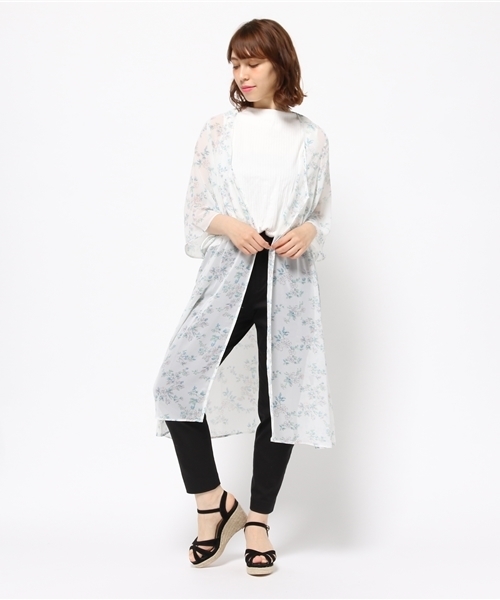 Shelly island（シェリーアイランド）の「【Shellyisland】花柄シフォンボヘミアンカーディガン（カーディガン/ボレロ・レディース・ホワイト/ブラック/ネイビー・FREE）」の7枚目の写真