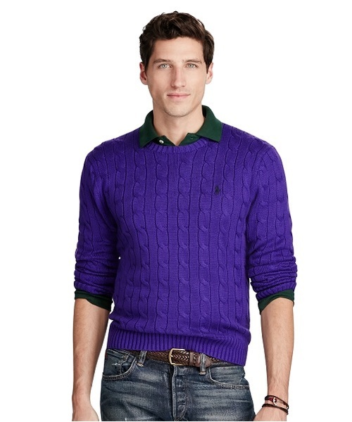 POLO RALPH LAUREN（ポロ ラルフ ローレン）の「ケーブルニット コットン セーター（ニット/セーター・メンズ・グレー/オレンジ/グリーン/ブルー系9/レッド/パープル・SMALL/LARGE/MEDIUM/X-SMALL/X-LARGE）」の5枚目の写真