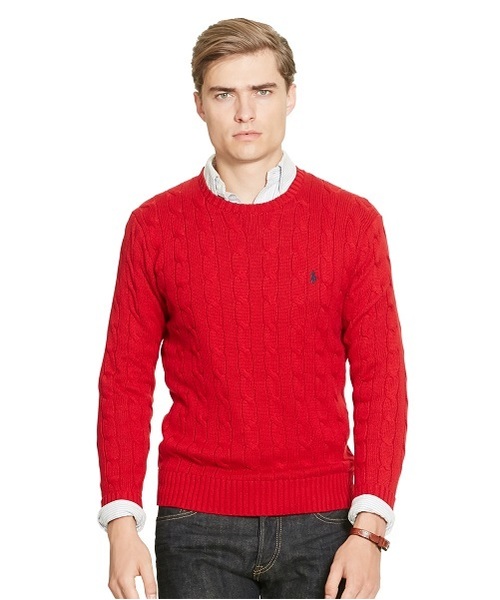 POLO RALPH LAUREN（ポロ ラルフ ローレン）の「ケーブルニット コットン セーター（ニット/セーター・メンズ・グレー/オレンジ/グリーン/ブルー系9/レッド/パープル・SMALL/LARGE/MEDIUM/X-SMALL/X-LARGE）」の6枚目の写真