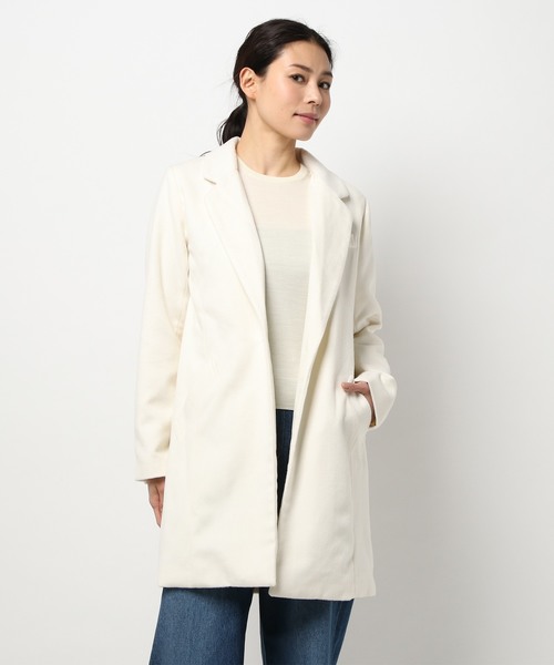 KOBE LETTUCE（コウベレタス）の「フェイクウールチェスターコート（チェスターコート・レディース・ベージュ系その他2/ブルー系その他/グレー系その他4/グレー系その他5/イエロー系その他2/ブラック系その他/グレー系その他6/ベージュ系その他/ブラック系その他2/グレー系その他/ブラック系その他3/ベージュ/ブラック/グレー/ブラウン系その他3/ブラウン系その他2/グレー系その他2/ブラウン系その他/ネイビー/キャメル/チャコールグレー/ホワイト系その他2/ホワイト系その他/ブルー系その他3/ピンク系その他2/ブルー系その他2/ピンク系その他/ブルー系その他5/ブルー系その他4/ブラウン系その他4/モカ・ONE SIZE/L/M）」の2枚目の写真