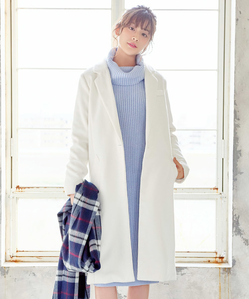 KOBE LETTUCE（コウベレタス）の「フェイクウールチェスターコート（チェスターコート・レディース・ベージュ系その他2/ブルー系その他/グレー系その他4/グレー系その他5/イエロー系その他2/ブラック系その他/グレー系その他6/ベージュ系その他/ブラック系その他2/グレー系その他/ブラック系その他3/ベージュ/ブラック/グレー/ブラウン系その他3/ブラウン系その他2/グレー系その他2/ブラウン系その他/ネイビー/キャメル/チャコールグレー/ホワイト系その他2/ホワイト系その他/ブルー系その他3/ピンク系その他2/ブルー系その他2/ピンク系その他/ブルー系その他5/ブルー系その他4/ブラウン系その他4/モカ・ONE SIZE/L/M）」の3枚目の写真