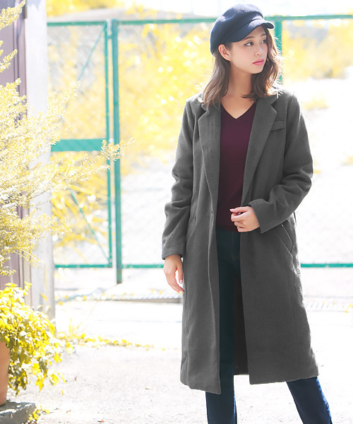 KOBE LETTUCE（コウベレタス）の「フェイクウールチェスターコート（チェスターコート・レディース・ベージュ系その他2/ブルー系その他/グレー系その他4/グレー系その他5/イエロー系その他2/ブラック系その他/グレー系その他6/ベージュ系その他/ブラック系その他2/グレー系その他/ブラック系その他3/ベージュ/ブラック/グレー/ブラウン系その他3/ブラウン系その他2/グレー系その他2/ブラウン系その他/ネイビー/キャメル/チャコールグレー/ホワイト系その他2/ホワイト系その他/ブルー系その他3/ピンク系その他2/ブルー系その他2/ピンク系その他/ブルー系その他5/ブルー系その他4/ブラウン系その他4/モカ・ONE SIZE/L/M）」の10枚目の写真