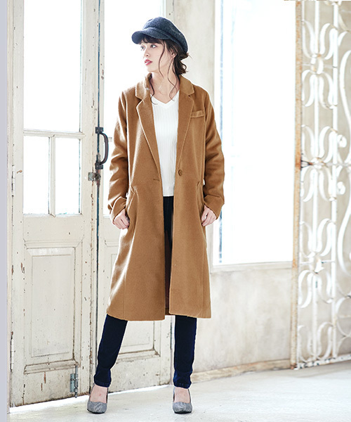 KOBE LETTUCE（コウベレタス）の「フェイクウールチェスターコート（チェスターコート・レディース・ベージュ系その他2/ブルー系その他/グレー系その他4/グレー系その他5/イエロー系その他2/ブラック系その他/グレー系その他6/ベージュ系その他/ブラック系その他2/グレー系その他/ブラック系その他3/ベージュ/ブラック/グレー/ブラウン系その他3/ブラウン系その他2/グレー系その他2/ブラウン系その他/ネイビー/キャメル/チャコールグレー/ホワイト系その他2/ホワイト系その他/ブルー系その他3/ピンク系その他2/ブルー系その他2/ピンク系その他/ブルー系その他5/ブルー系その他4/ブラウン系その他4/モカ・ONE SIZE/L/M）」の16枚目の写真