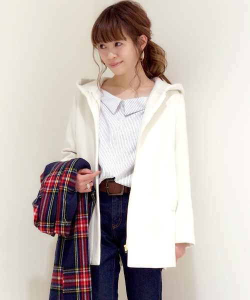 archives（アルシーヴ）の「【ZOZOTOWN限定】ミディ丈フードコート（その他アウター・レディース・オフホワイト/ライトグレー/ネイビー・MEDIUM）」の2枚目の写真