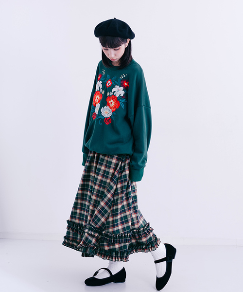 MERLOT（メルロー）の「チェック柄ダブルフリルラインスカート7191（スカート・レディース・ネイビー/レッド/グリーン・FREE）」の11枚目の写真