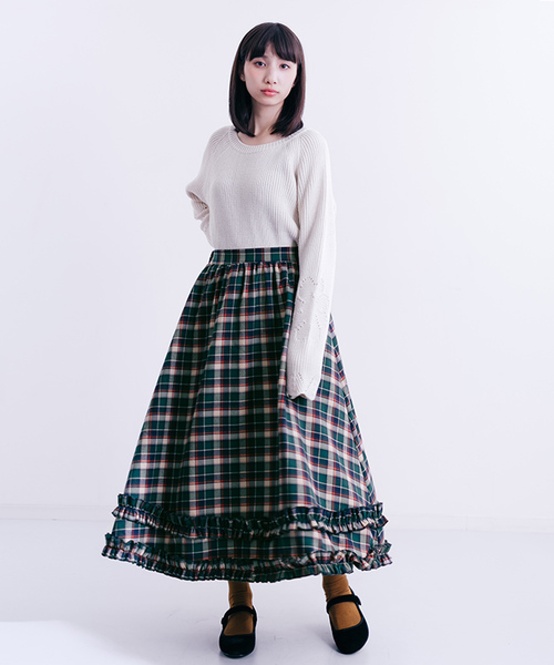 MERLOT（メルロー）の「チェック柄ダブルフリルラインスカート7191（スカート・レディース・ネイビー/レッド/グリーン・FREE）」の15枚目の写真