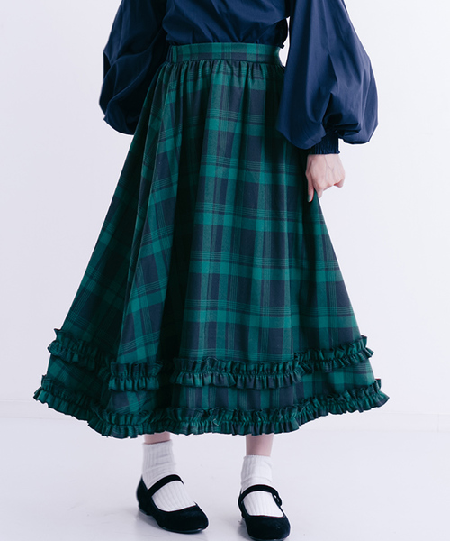 MERLOT（メルロー）の「チェック柄ダブルフリルラインスカート7191（スカート・レディース・ネイビー/レッド/グリーン・FREE）」の22枚目の写真