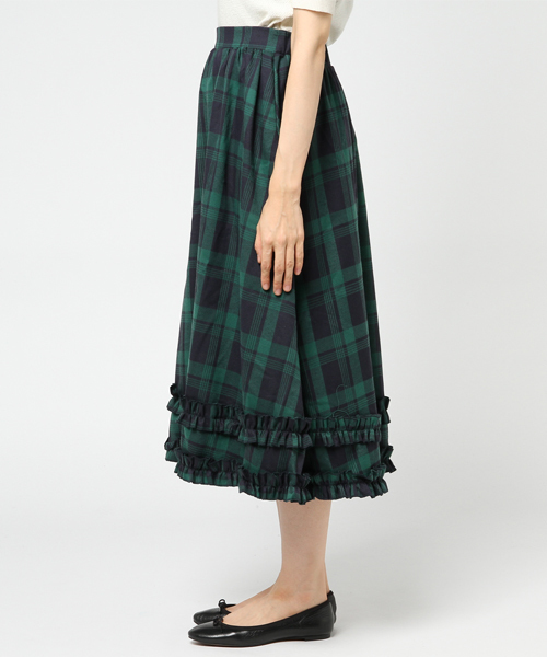 MERLOT（メルロー）の「チェック柄ダブルフリルラインスカート7191（スカート・レディース・ネイビー/レッド/グリーン・FREE）」の9枚目の写真