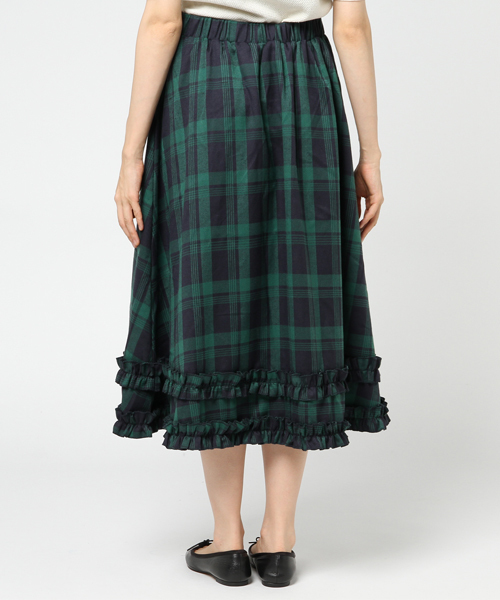 MERLOT（メルロー）の「チェック柄ダブルフリルラインスカート7191（スカート・レディース・ネイビー/レッド/グリーン・FREE）」の4枚目の写真