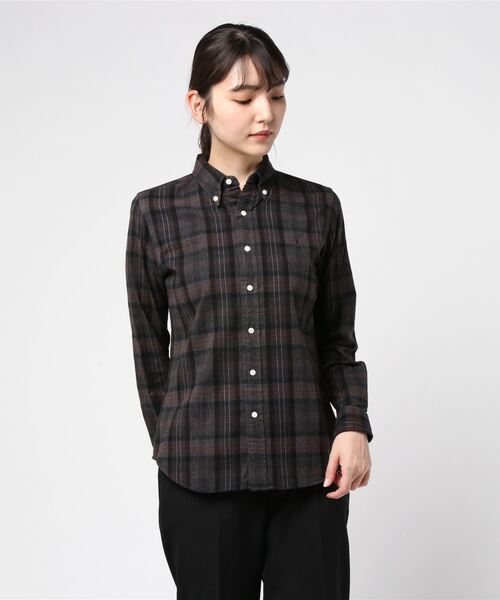 GYMPHLEX（ジムフレックス）の「[Gymphlex/ジムフレックス] ビエラ起毛チェックシャツ/ボタンダウン/ネルシャツ（シャツ/ブラウス・レディース・ブラック/ネイビー/グレー/ブラック系その他/グレー系その他/ブルー系その他/ブルー系その他2/ブルー系その他3/オレンジ/レッド/ブラウン/ベージュ/オフホワイト/ブラウン系その他/レッド系その他/ブルー系その他4/ダークブラウン/ダークネイビー/アイボリー/グレー系その他2/ブラウン系その他2・12/14）」の9枚目の写真