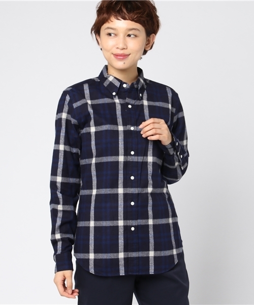 GYMPHLEX（ジムフレックス）の「[Gymphlex/ジムフレックス] ビエラ起毛チェックシャツ/ボタンダウン/ネルシャツ（シャツ/ブラウス・レディース・ブラック/ネイビー/グレー/ブラック系その他/グレー系その他/ブルー系その他/ブルー系その他2/ブルー系その他3/オレンジ/レッド/ブラウン/ベージュ/オフホワイト/ブラウン系その他/レッド系その他/ブルー系その他4/ダークブラウン/ダークネイビー/アイボリー/グレー系その他2/ブラウン系その他2・12/14）」の15枚目の写真