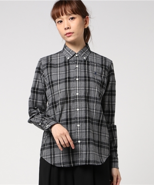 GYMPHLEX（ジムフレックス）の「[Gymphlex/ジムフレックス] ビエラ起毛チェックシャツ/ボタンダウン/ネルシャツ（シャツ/ブラウス・レディース・ブラック/ネイビー/グレー/ブラック系その他/グレー系その他/ブルー系その他/ブルー系その他2/ブルー系その他3/オレンジ/レッド/ブラウン/ベージュ/オフホワイト/ブラウン系その他/レッド系その他/ブルー系その他4/ダークブラウン/ダークネイビー/アイボリー/グレー系その他2/ブラウン系その他2・12/14）」の6枚目の写真