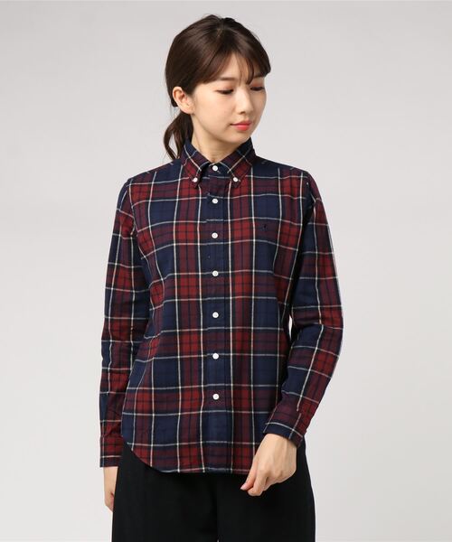 GYMPHLEX（ジムフレックス）の「[Gymphlex/ジムフレックス] ビエラ起毛チェックシャツ/ボタンダウン/ネルシャツ（シャツ/ブラウス・レディース・ブラック/ネイビー/グレー/ブラック系その他/グレー系その他/ブルー系その他/ブルー系その他2/ブルー系その他3/オレンジ/レッド/ブラウン/ベージュ/オフホワイト/ブラウン系その他/レッド系その他/ブルー系その他4/ダークブラウン/ダークネイビー/アイボリー/グレー系その他2/ブラウン系その他2・12/14）」の19枚目の写真