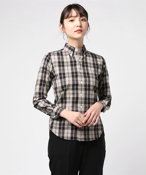 GYMPHLEX（ジムフレックス）の「[Gymphlex/ジムフレックス] ビエラ起毛チェックシャツ/ボタンダウン/ネルシャツ（シャツ/ブラウス・レディース・ブラック/ネイビー/グレー/ブラック系その他/グレー系その他/ブルー系その他/ブルー系その他2/ブルー系その他3/オレンジ/レッド/ブラウン/ベージュ/オフホワイト/ブラウン系その他/レッド系その他/ブルー系その他4/ダークブラウン/ダークネイビー/アイボリー/グレー系その他2/ブラウン系その他2・12/14）」の2枚目の写真