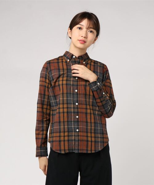 GYMPHLEX（ジムフレックス）の「[Gymphlex/ジムフレックス] ビエラ起毛チェックシャツ/ボタンダウン/ネルシャツ（シャツ/ブラウス・レディース・ブラック/ネイビー/グレー/ブラック系その他/グレー系その他/ブルー系その他/ブルー系その他2/ブルー系その他3/オレンジ/レッド/ブラウン/ベージュ/オフホワイト/ブラウン系その他/レッド系その他/ブルー系その他4/ダークブラウン/ダークネイビー/アイボリー/グレー系その他2/ブラウン系その他2・12/14）」の21枚目の写真