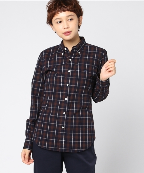 GYMPHLEX（ジムフレックス）の「[Gymphlex/ジムフレックス] ビエラ起毛チェックシャツ/ボタンダウン/ネルシャツ（シャツ/ブラウス・レディース・ブラック/ネイビー/グレー/ブラック系その他/グレー系その他/ブルー系その他/ブルー系その他2/ブルー系その他3/オレンジ/レッド/ブラウン/ベージュ/オフホワイト/ブラウン系その他/レッド系その他/ブルー系その他4/ダークブラウン/ダークネイビー/アイボリー/グレー系その他2/ブラウン系その他2・12/14）」の16枚目の写真