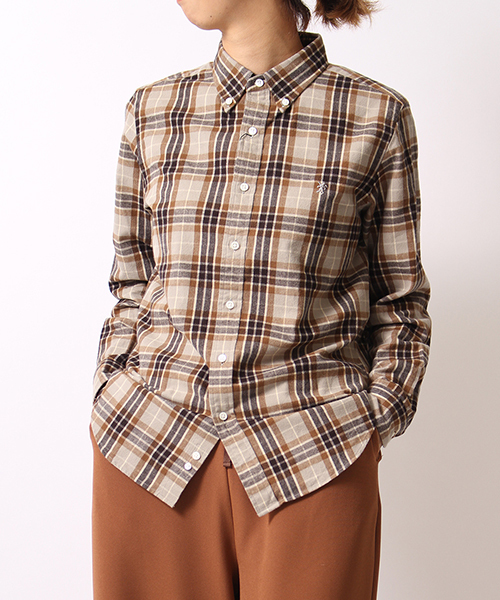 GYMPHLEX（ジムフレックス）の「[Gymphlex/ジムフレックス] ビエラ起毛チェックシャツ/ボタンダウン/ネルシャツ（シャツ/ブラウス・レディース・ブラック/ネイビー/グレー/ブラック系その他/グレー系その他/ブルー系その他/ブルー系その他2/ブルー系その他3/オレンジ/レッド/ブラウン/ベージュ/オフホワイト/ブラウン系その他/レッド系その他/ブルー系その他4/ダークブラウン/ダークネイビー/アイボリー/グレー系その他2/ブラウン系その他2・12/14）」の11枚目の写真