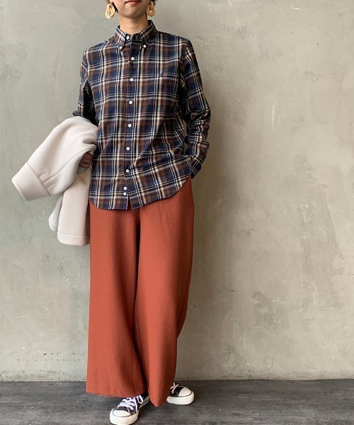 GYMPHLEX（ジムフレックス）の「[Gymphlex/ジムフレックス] ビエラ起毛チェックシャツ/ボタンダウン/ネルシャツ（シャツ/ブラウス・レディース・ブラック/ネイビー/グレー/ブラック系その他/グレー系その他/ブルー系その他/ブルー系その他2/ブルー系その他3/オレンジ/レッド/ブラウン/ベージュ/オフホワイト/ブラウン系その他/レッド系その他/ブルー系その他4/ダークブラウン/ダークネイビー/アイボリー/グレー系その他2/ブラウン系その他2・12/14）」の12枚目の写真