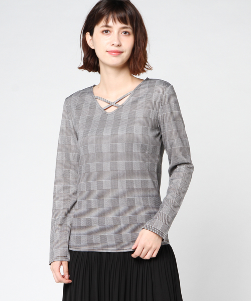 Ingni イング の カバーリングリブfクロスvネック長袖 レディース 17aw Tシャツ カットソー Wear