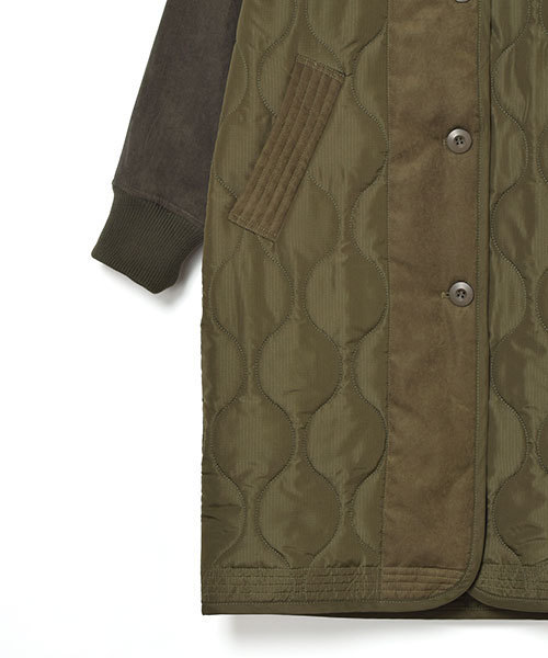 w closet（ダブルクローゼット）の「ひょうたんキルティング袖切替ロングコート（その他アウター・レディース・ブラック/カーキ・FREE）」の12枚目の写真