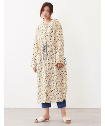 更紗花柄袖口リボン２wayワンピ