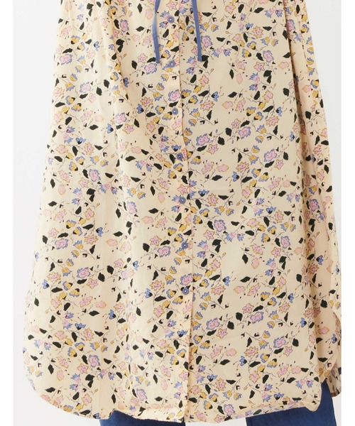 POU DOU DOU（プードゥドゥ）の「更紗花柄袖口リボン２wayワンピ（ワンピース・レディース・キナリ/ネイビー/グレー・3）」の11枚目の写真