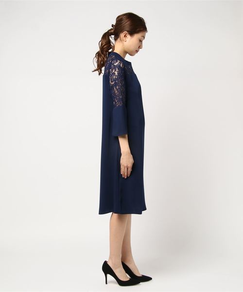 un dix cors（アンディコール）の「レース切り替えワンピース（ワンピース・レディース・ネイビー/ブラック・ﾌﾘ-）」の3枚目の写真