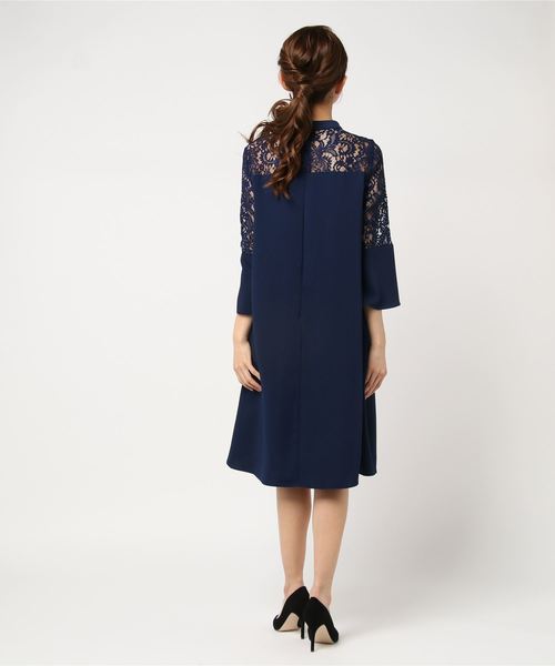 un dix cors（アンディコール）の「レース切り替えワンピース（ワンピース・レディース・ネイビー/ブラック・ﾌﾘ-）」の4枚目の写真