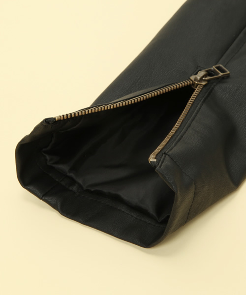 Another Edition（アナザーエディション）の「AE FAKEﾚｻﾞｰ N/C RIDERS（ライダースジャケット・レディース・ブラック/ベージュ・SMALL/MEDIUM）」の13枚目の写真