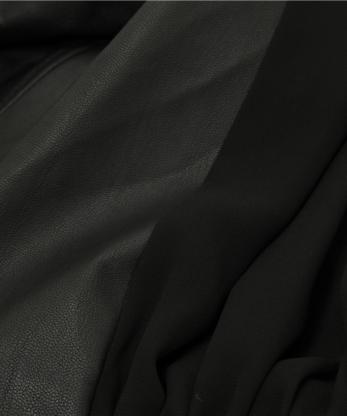 Another Edition（アナザーエディション）の「AE FAKEﾚｻﾞｰ N/C RIDERS（ライダースジャケット・レディース・ブラック/ベージュ・SMALL/MEDIUM）」の3枚目の写真