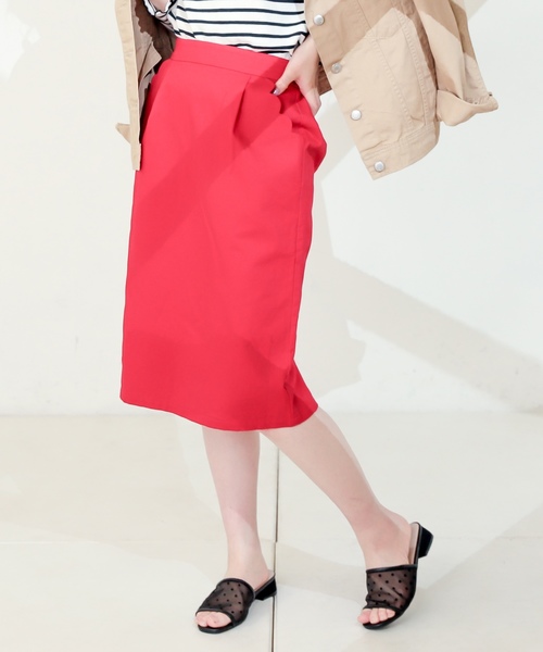 natural couture（ナチュラルクチュール）の「スカラップポケットゆるタイト（スカート・レディース・ベージュ/レッド/インディゴブルー/ホワイト系その他/チェック・FREE）」の4枚目の写真