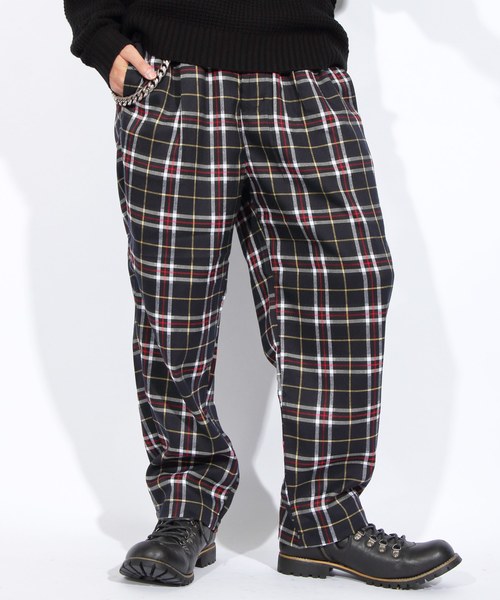 ８(eight)（エイト）の「チェック ワイドパンツ チノパン シェフパンツ（チノパンツ・メンズ・ネイビー/ブラウン/グレー・MEDIUM/LARGE）」の3枚目の写真