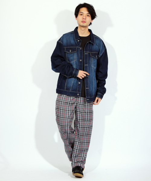 ８(eight)（エイト）の「チェック ワイドパンツ チノパン シェフパンツ（チノパンツ・メンズ・ネイビー/ブラウン/グレー・MEDIUM/LARGE）」の4枚目の写真