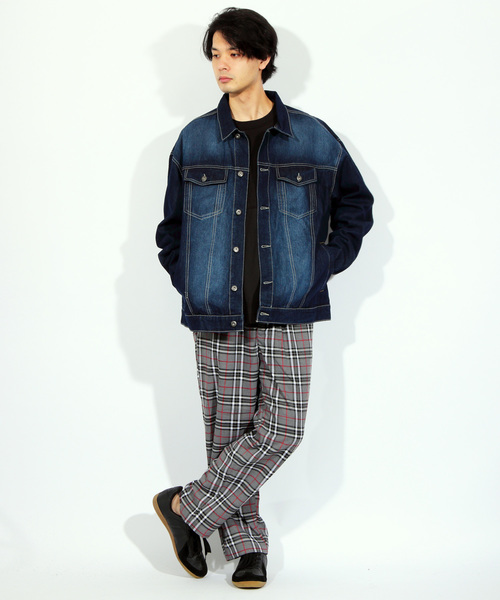 ８(eight)（エイト）の「チェック ワイドパンツ チノパン シェフパンツ（チノパンツ・メンズ・ネイビー/ブラウン/グレー・MEDIUM/LARGE）」の5枚目の写真