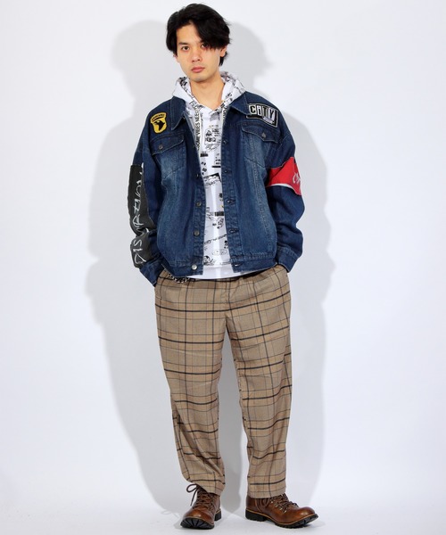 ８(eight)（エイト）の「チェック ワイドパンツ チノパン シェフパンツ（チノパンツ・メンズ・ネイビー/ブラウン/グレー・MEDIUM/LARGE）」の6枚目の写真