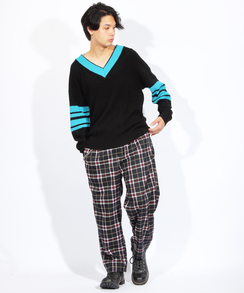 ８(eight)（エイト）の「チェック ワイドパンツ チノパン シェフパンツ（チノパンツ・メンズ・ネイビー/ブラウン/グレー・MEDIUM/LARGE）」の8枚目の写真